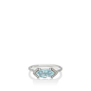 Zoe + Aquamarine & White Diamond Ring