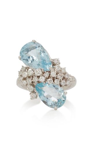 NOA + Glacier 18K White Gold Aquamarine and Diamond Ring