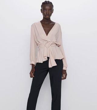 Zara + Belted Wrap Top