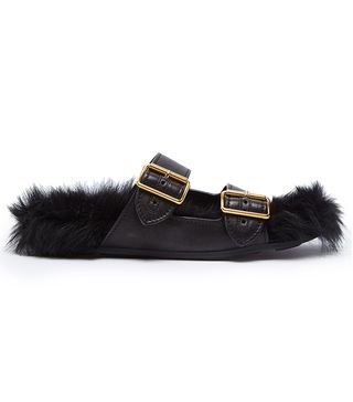 Prada + Shearling-Lined Leather Sandals