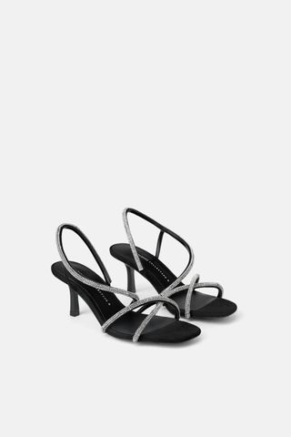 Zara + Bejeweled Mid-Height Heeled Sandals