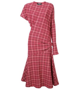 Calvin Klein 205W39NYC + Asymmetric Plaid Dress