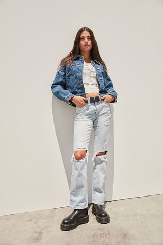 BDG + Mid-Rise Bootcut Jean in Destroyed Light Wash