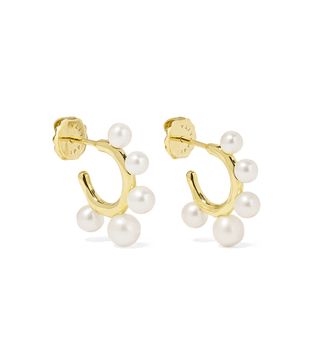 Ippolita + Nova Teeny 18-Karat Gold Freshwater Pearl Hoop Earrings