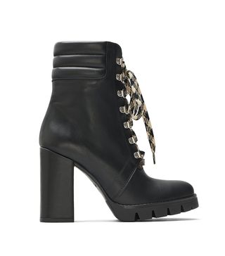 Zara + Leather Hiking Style Heeled Ankle Boots
