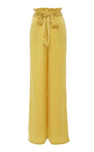 Asceno + Paperbag Wide-Leg Silk-Satin Pajama Pant