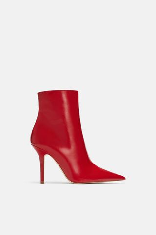 Zara + Leather Stiletto Heeled Ankle Boots