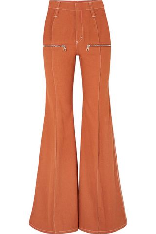 Chloé + Zip-Embellished High-Rise Flared Jeans