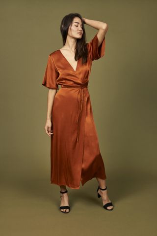 Whimsy and Row + Lola Wrap Dress in Rust