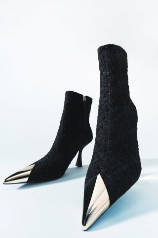 Zara + Metal Toe Heeled Ankle Boots