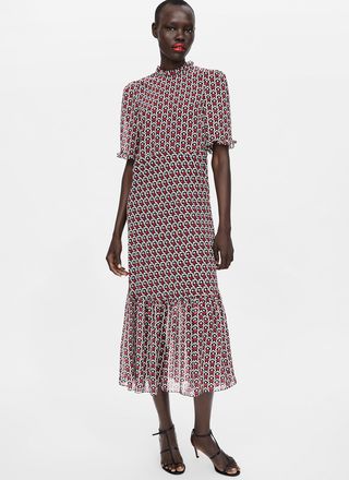 Zara + Heart Print Midi Dress