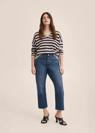 Mango + High-Waist Cropped Straight Jeans