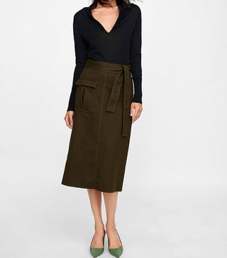 Zara + Midi Skirt With Pocket