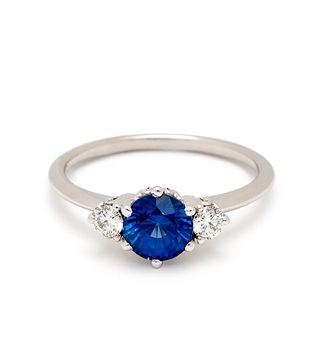 Anna Sheffield + Hazeline Three-Stone Ring - White Gold & Blue Sapphire