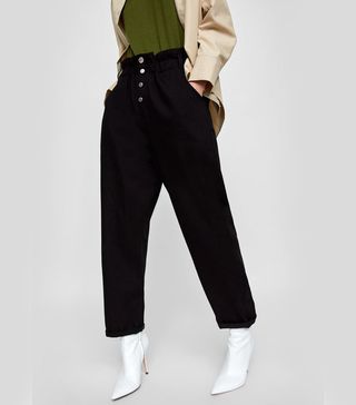 Zara + Buttoned Baggy Trousers