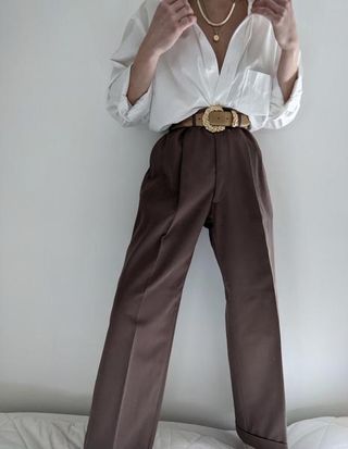 Vintage + Cocoa-Mauve Pleated Trousers