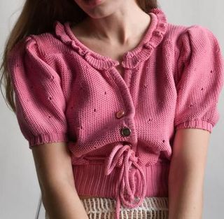 Vintage Lanvin + Pink Cotton Cropped Sweater