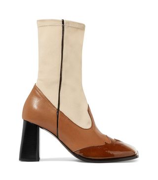 Ellery + Leather and Stretch-Knit Ankle Boots