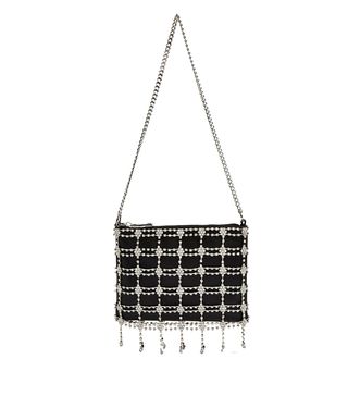 Topshop + Silver Diamante Grid Shoulder Bag