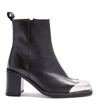 Topshop + MARSHAL Black Western Leather Boots