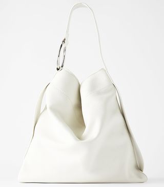 Zara + Flat Leather Tote Bag