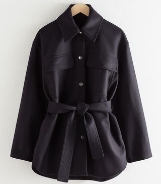 & Other Stories + Wool Blend Belted Overshirt Jacket