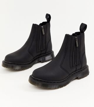 Dr. Martens + 2976 Alyson Black Leather Snowgrip Flat Chelsea Boots