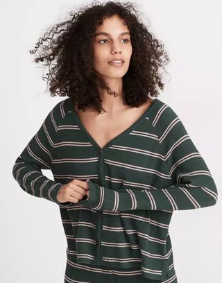 Madewell + Striped Waffle Knit Button-Front Pajama Top
