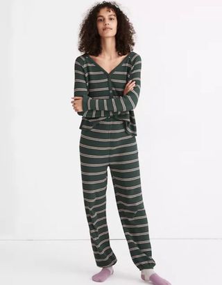 Madewell + Striped Waffle Knit Pajama Sweatpants