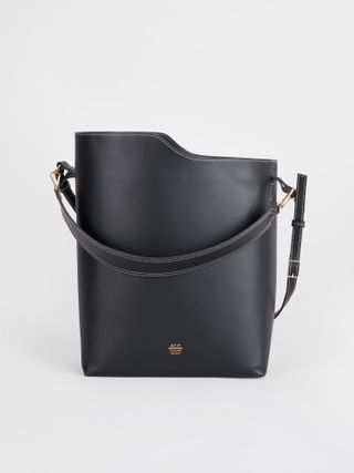 ATP Atelier + Pompei Black/Contrast Stitch Leather Large Tote Bag