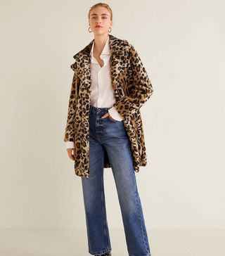 Mango + Leopard Faux-Fur Coat