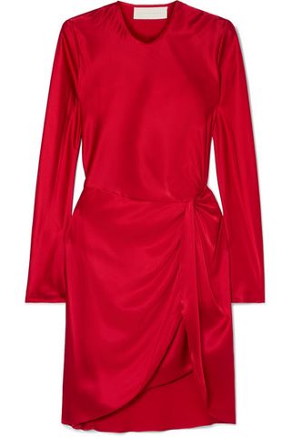 Michelle Mason + Twisted Silk-Satin Mini Dress