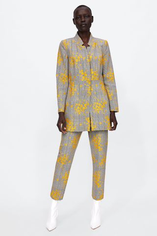 Zara + Jacquard Frock Coat With Inverted Lapel