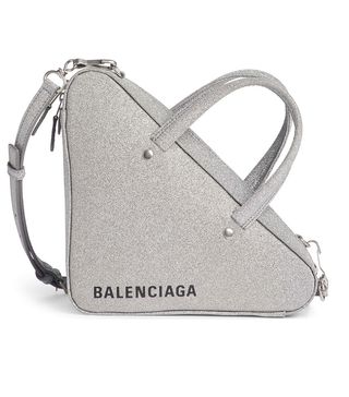 Balenciaga + Extra Small Glitter Triangle Leather Bag