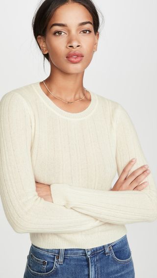 Reformation + Cropped Crew Neck Cashmere Sweater