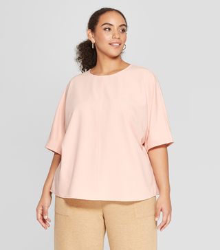 Who What Wear x Target + Pintuck Elbow Sleeve Boxy T-Shirt