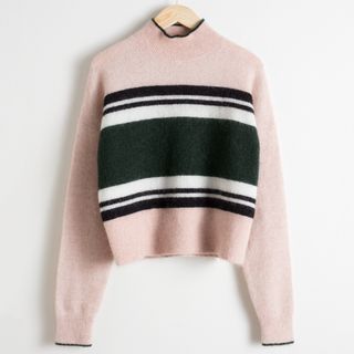 & Other Stories + Striped Mock Neck Mohair Sweater