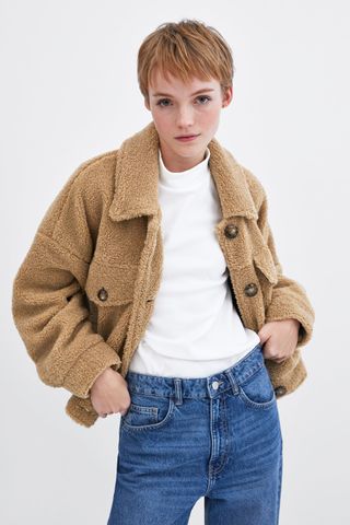 Zara + Short Faux Shearling Jacket