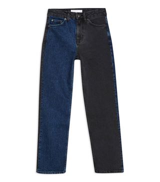 Topshop + Blue Black Colour Block Jeans