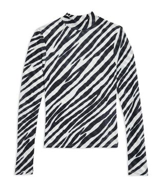 Topshop + Zebra Print Long Sleeve Top