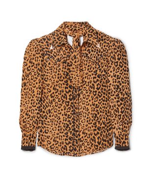 PushButton + Leopard-Print Silk Shirt