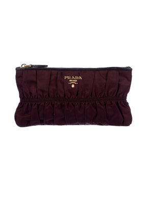 Prada + Pleated Tessuto Zip Pouch