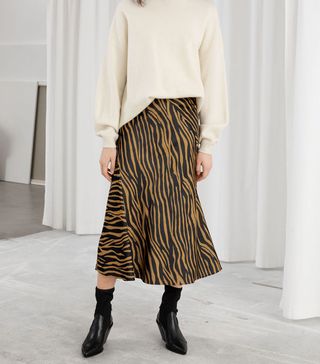 & Other Stories + Zebra Print Midi Skirt