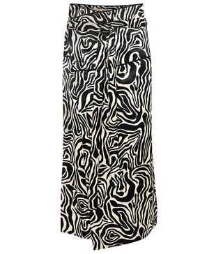 Marni + Zebra-Print Crepe Wrap Midi Skirt