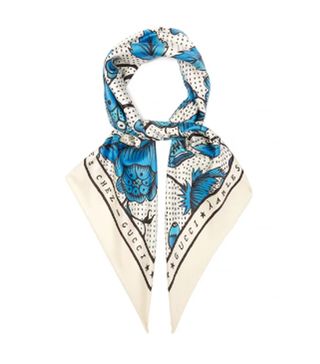 Gucci + Arles Watercolour Floral-Print Silk-Twill Scarf