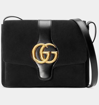 Gucci + Arli Medium Shoulder Bag in Black Suede
