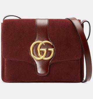 Gucci + Arli Medium Shoulder Bag in Bordeaux Suede