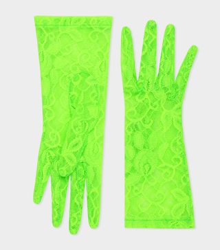 Gucci + Tulle Gloves with Floral Motif in Bright Green