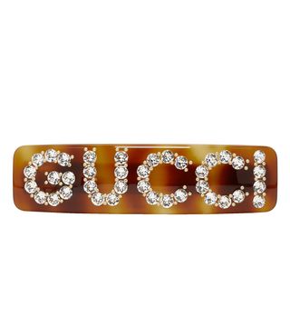 Gucci + Tortoiseshell Crystal Logo Barrette