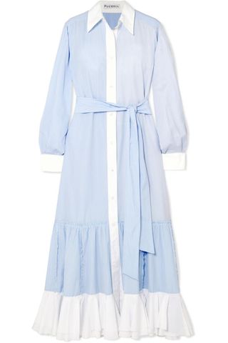 J.W.Anderson + Tiered Striped Cotton-Poplin Midi Dress